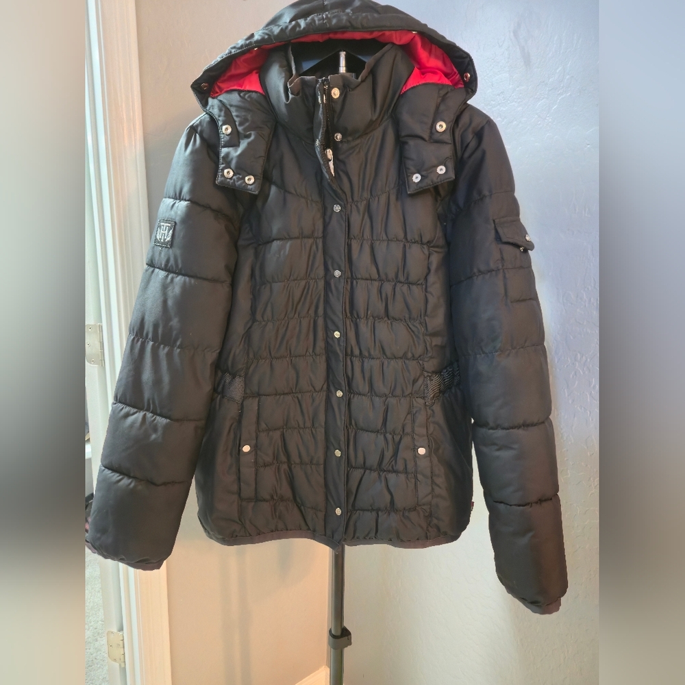 Tommy Hilfiger Black Puffer Jacket with Hood Size M